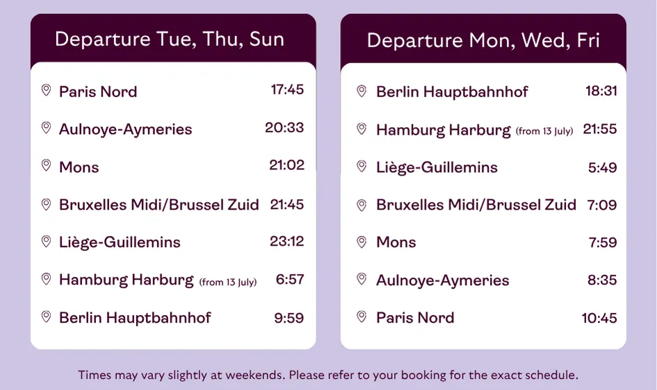 Timetable Paris - Brussels - Berlin